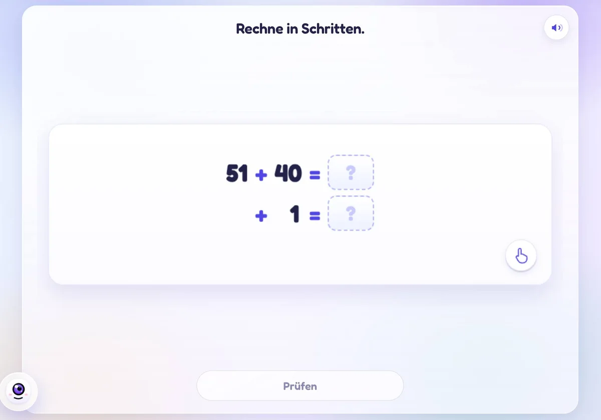 Schrittweise rechnen: 51 + 40, dann + 1