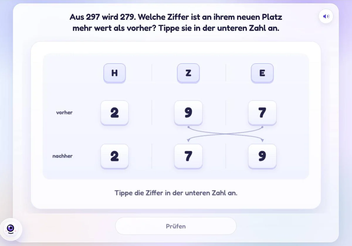 Stellenwert: Aus 297 wird 279, welche Ziffer ist mehr wert?